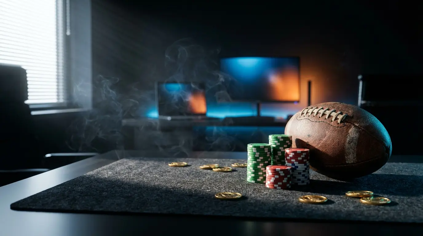 Fiches da gioco e pallone su superficie elegante