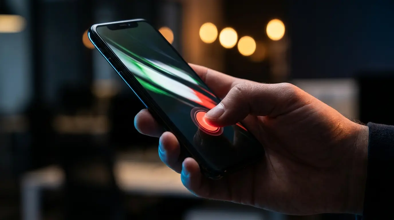 Mano che preme pulsante cashout su smartphone con colori italiani