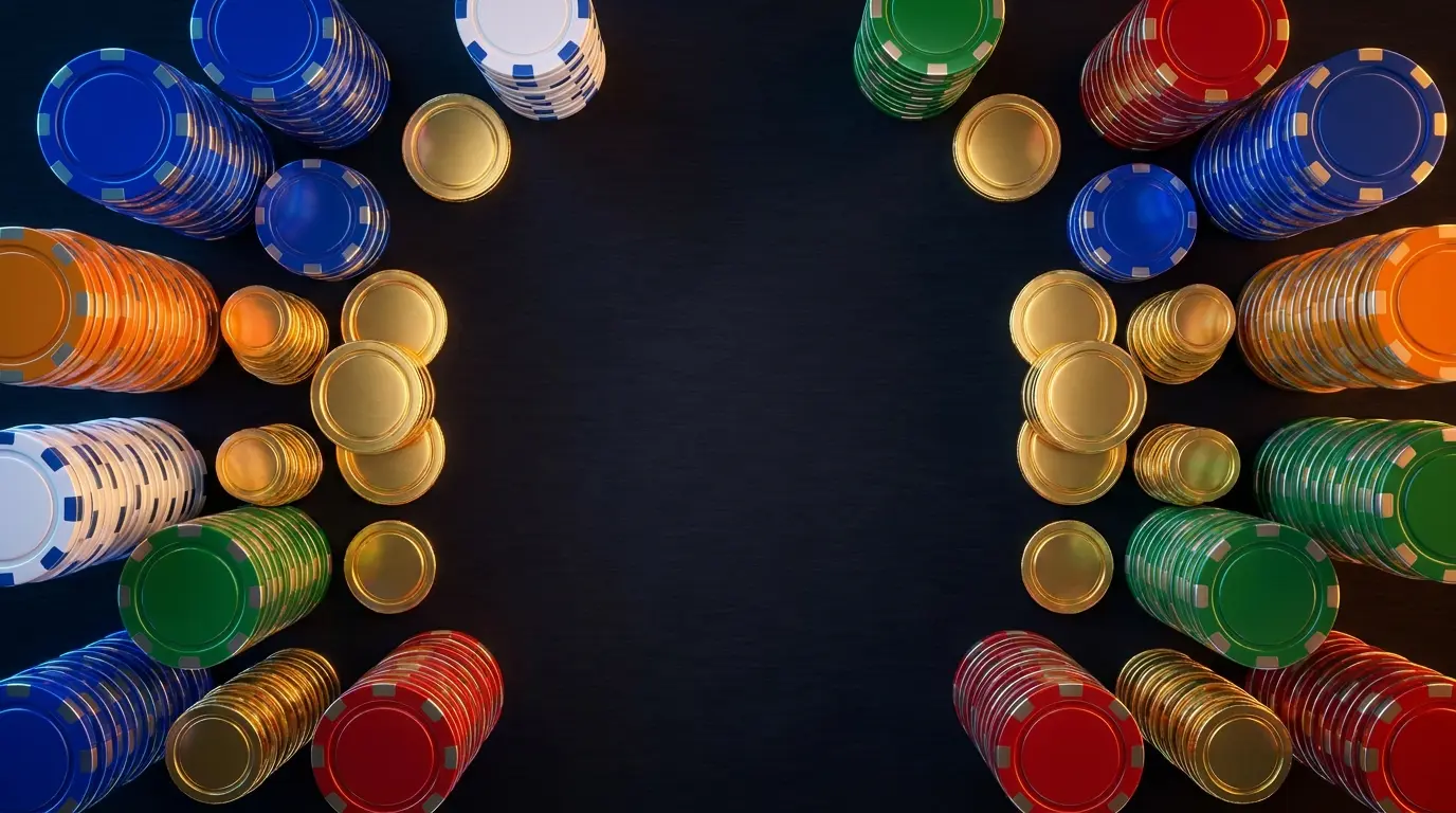 Fiches e monete disposte con accenti tricolori italiani