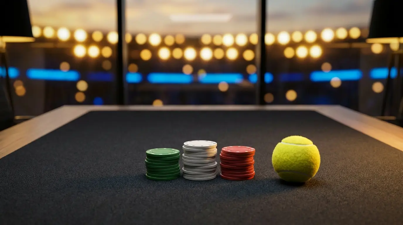 Fiches da gioco e palla da tennis con colori italiani