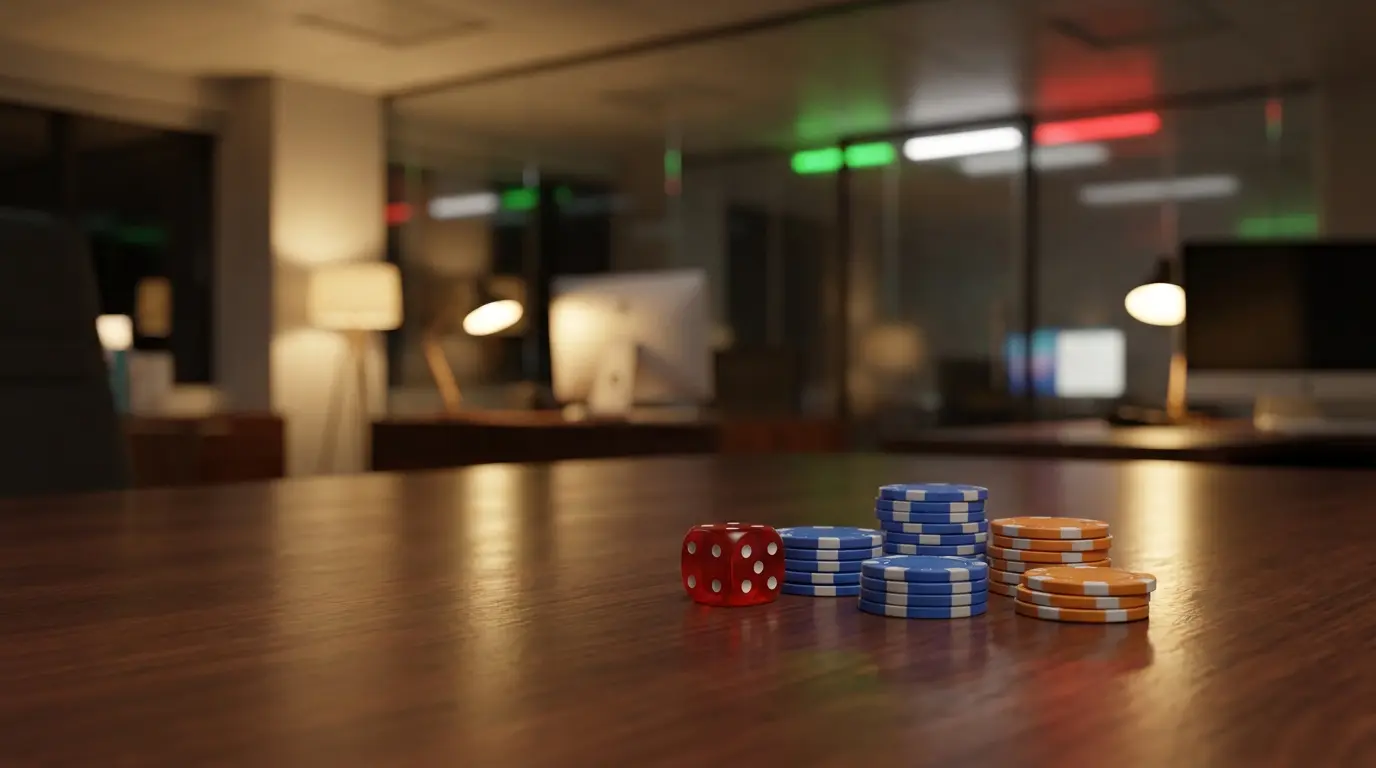 Dadi e piccole pile di fiches per scommesse basse