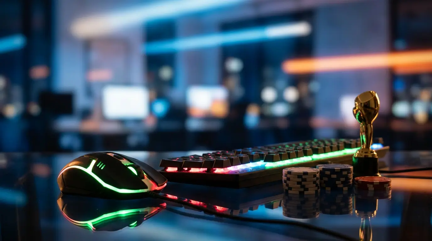 Mouse da gaming e chip da poker con illuminazione italiana
