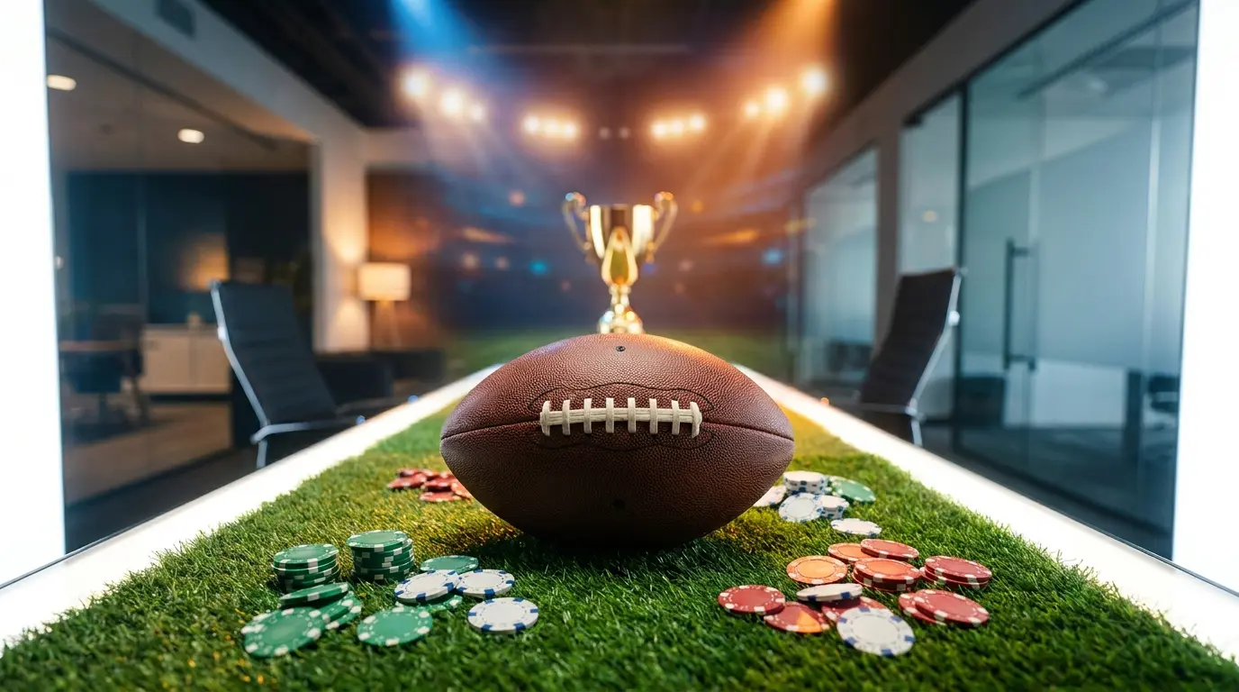 Pallone da calcio con chip da gioco e trofeo dorato