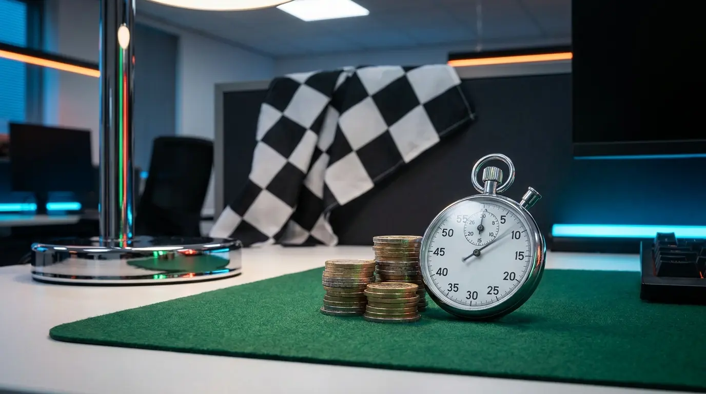 Cronometro e monete che simboleggiano velocità dei bookmaker italiani