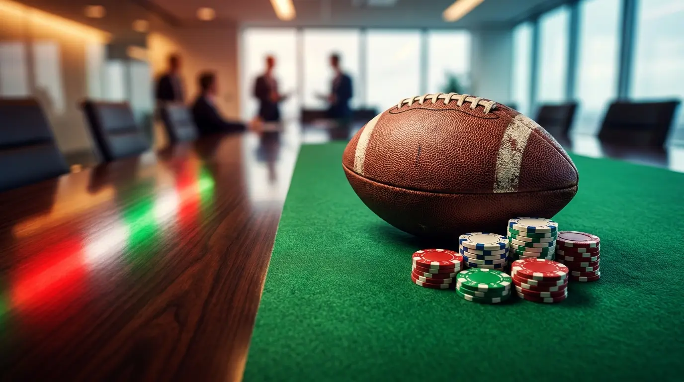 Pallone da calcio e fiches da casinò con colori italiani