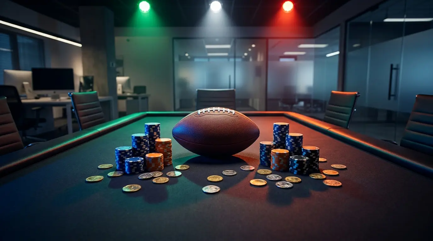 Pallone e fiches da gioco con illuminazione tricolore italiana