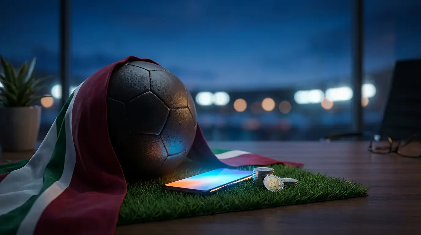 Pallone da calcio con monete euro e colori italiani