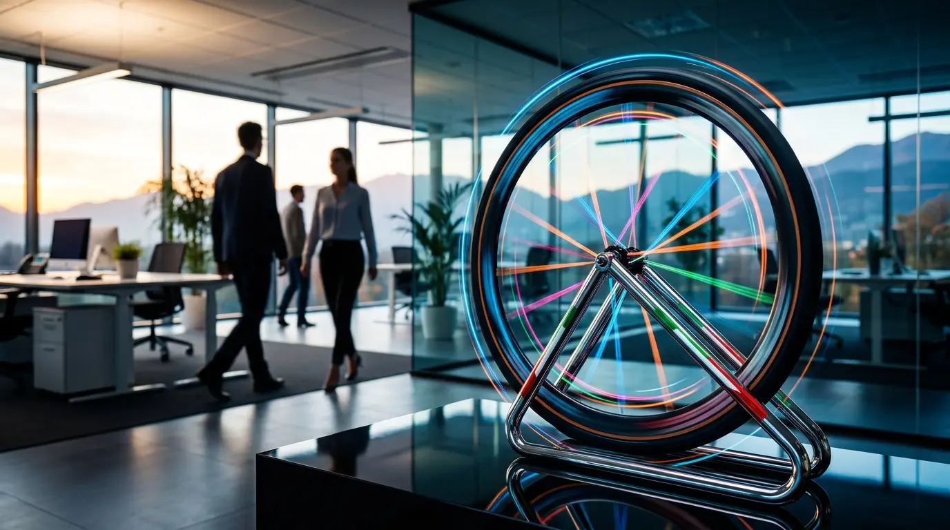 Ruota di bicicletta da corsa in movimento con colori italiani