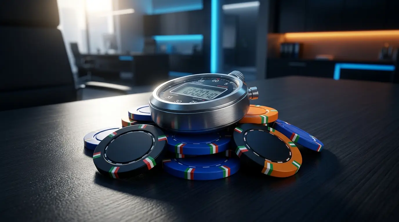 Cronometro e fiches poker con colori italiani