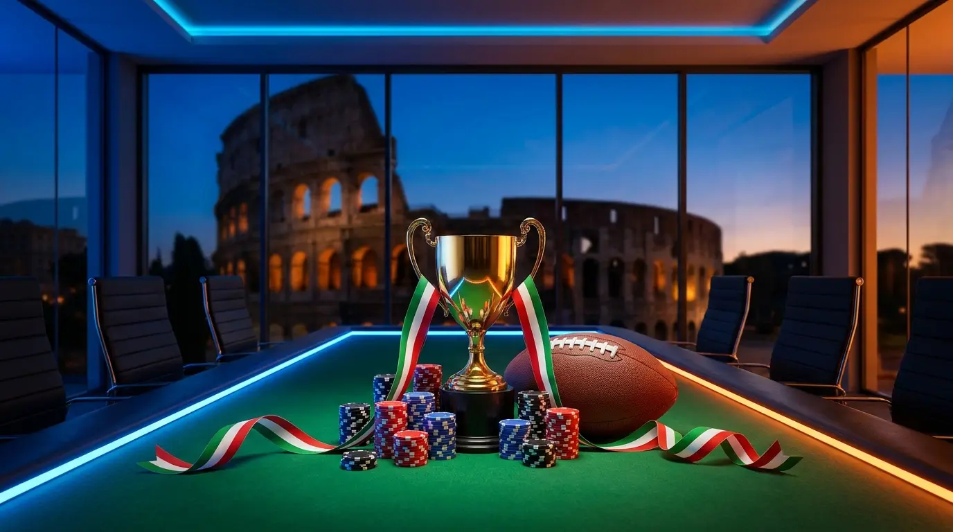 Trofeo e elementi scommesse con simboli italiani