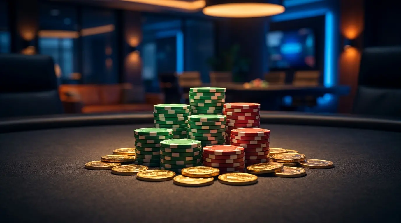 Fiches da poker nei colori della bandiera italiana su tavolo da gioco
