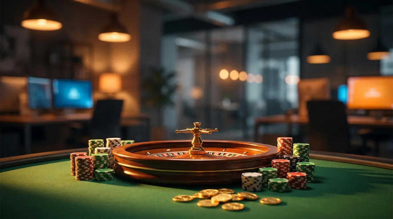 Fiches da casinò e monete con colori della bandiera italiana