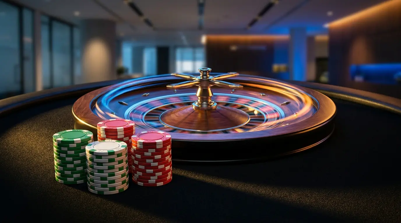 Fiches da poker nei colori italiani su tavolo da casinò elegante