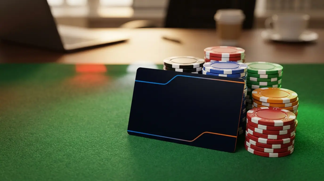 Carta prepagata con fiches da gioco su sfondo verde