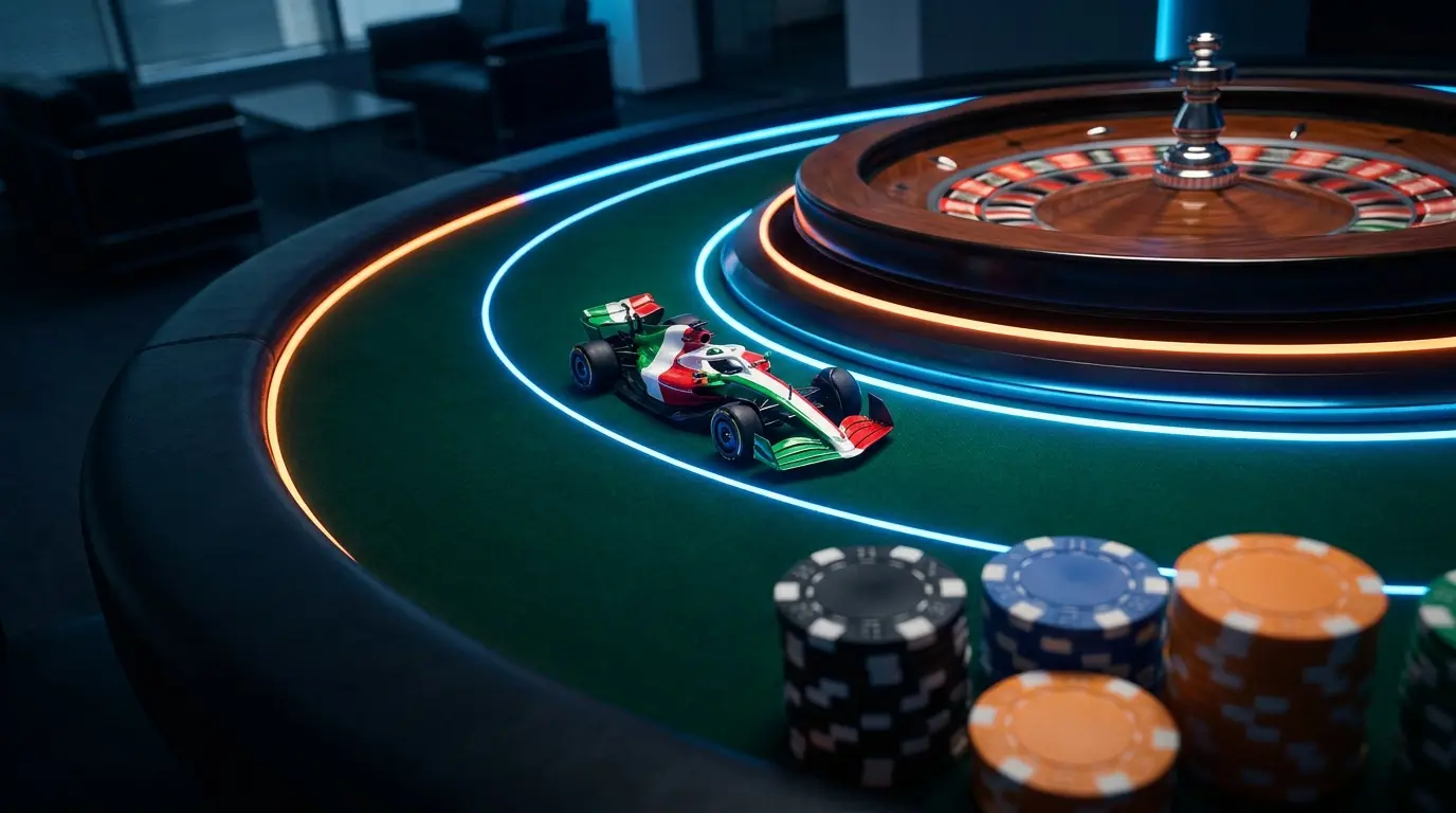 Auto da corsa in miniatura su tavolo da gioco verde