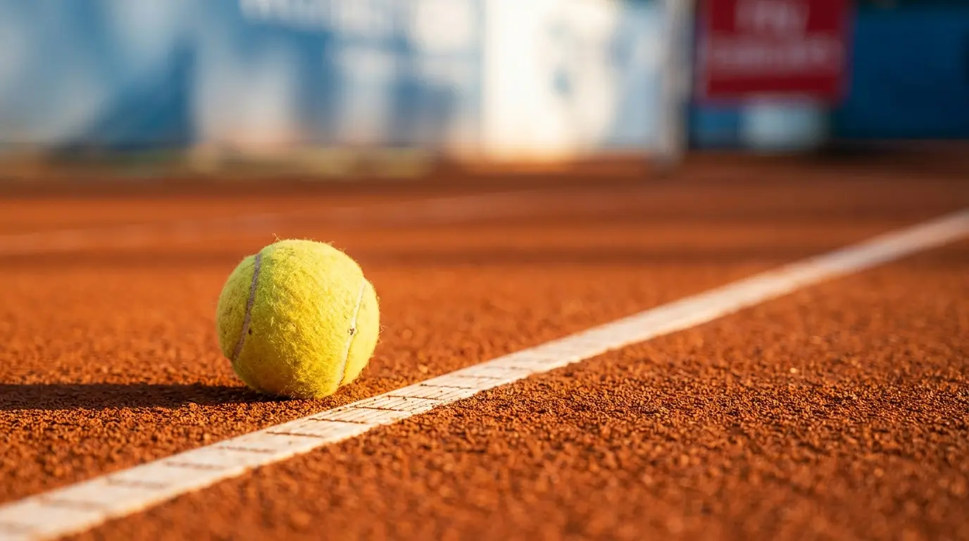 Pallina da tennis su terra rossa del Roland Garros