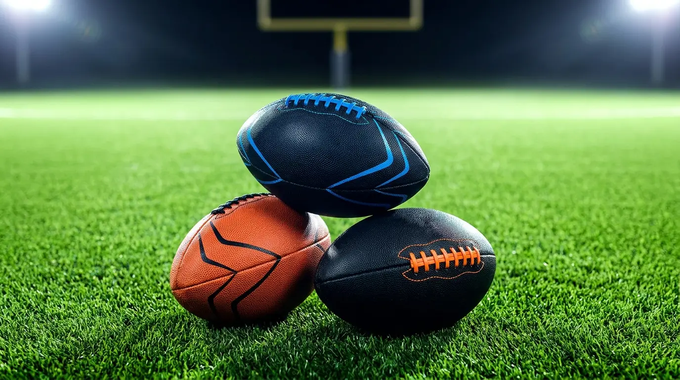 Tre palloni da calcio impilati che rappresentano opzioni multiple